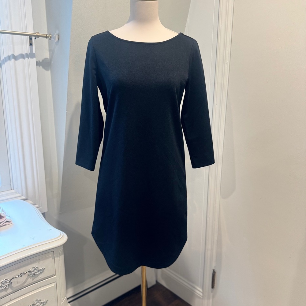 Gap Black Ponte Boat Neck Shift Dress Back Zipper Essential | Size XS